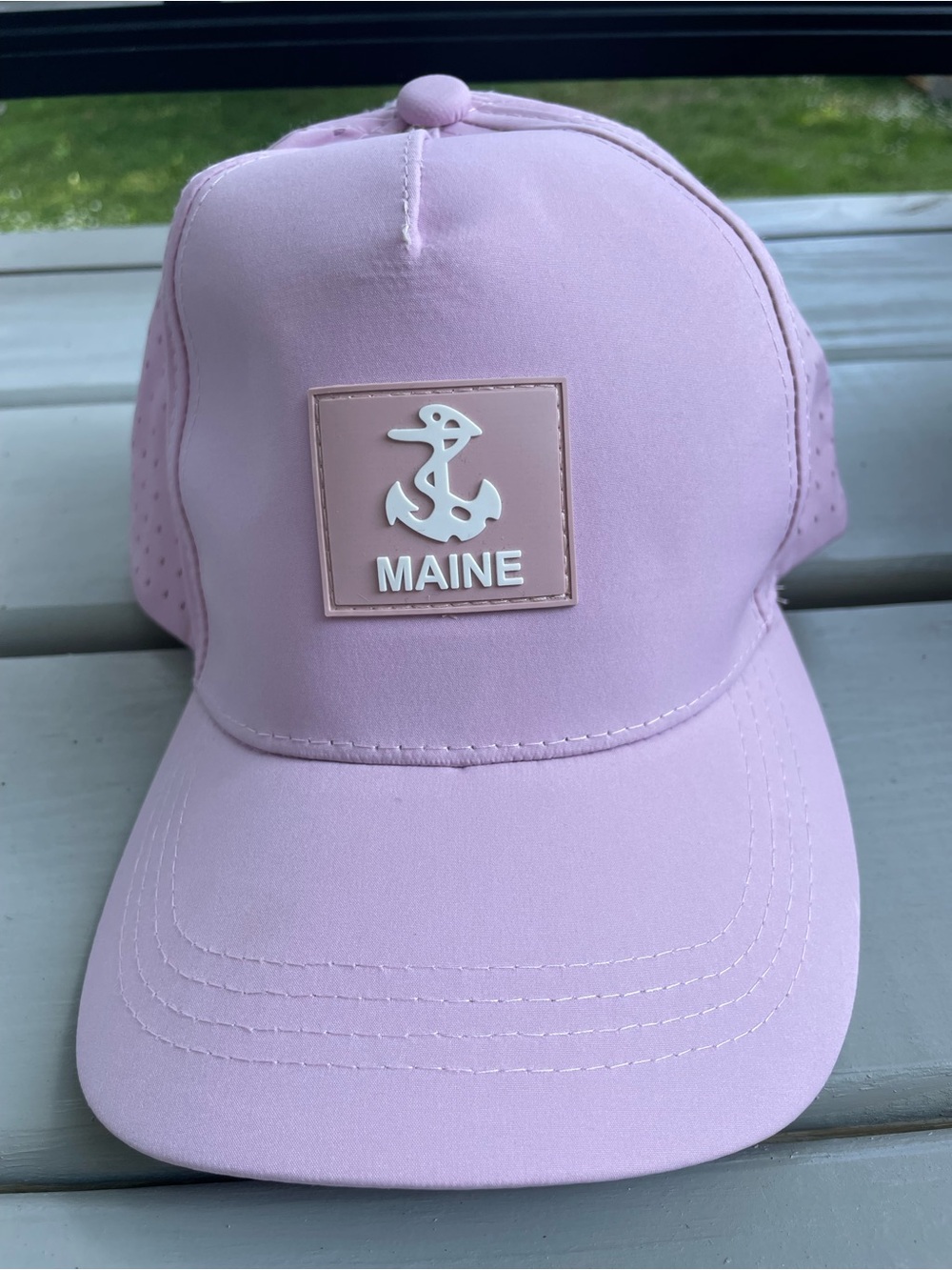 Maine Anchor Patch Pink Baseball Cap
